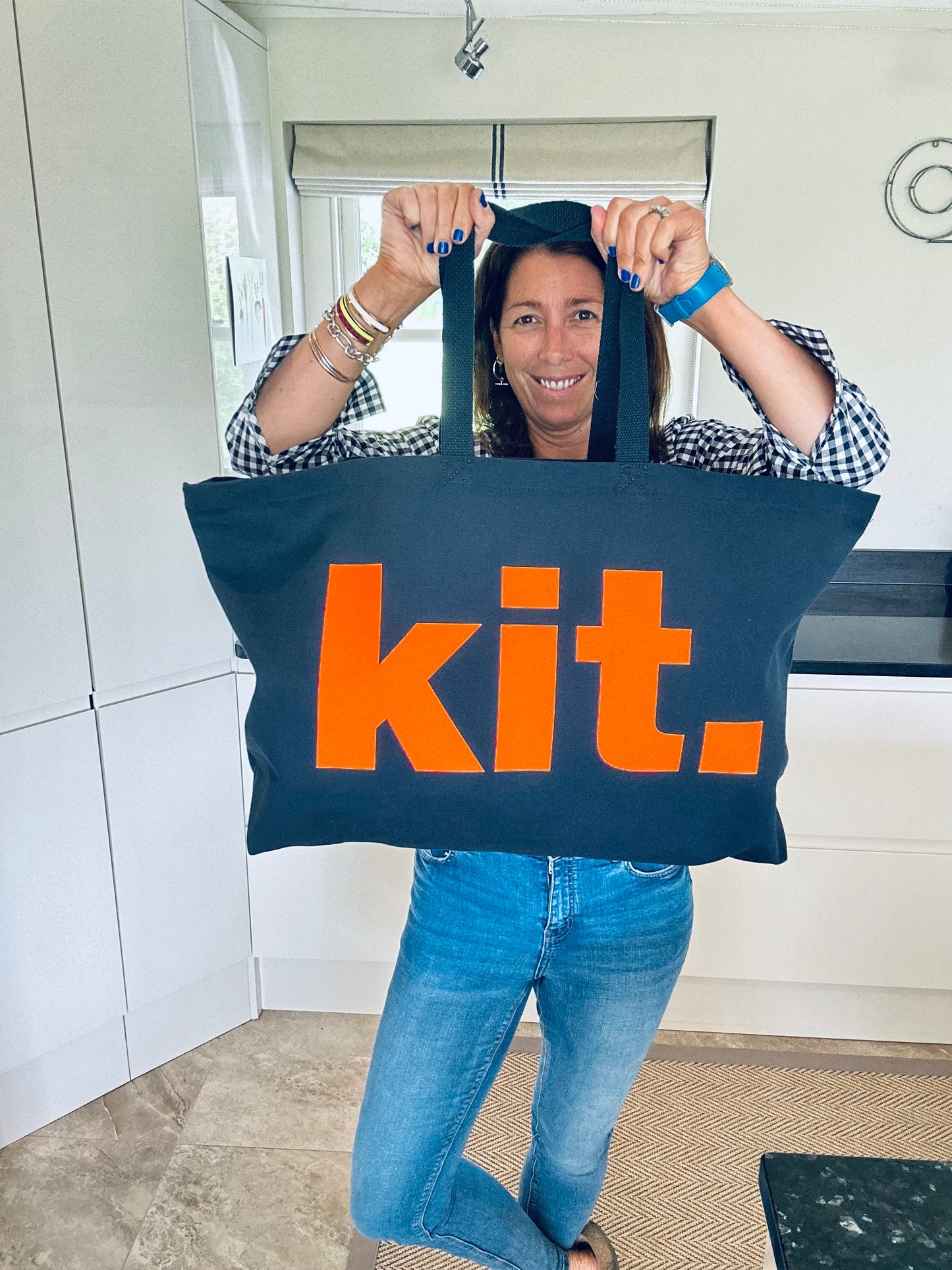 Large Navy Blue/Orange KIT Bags