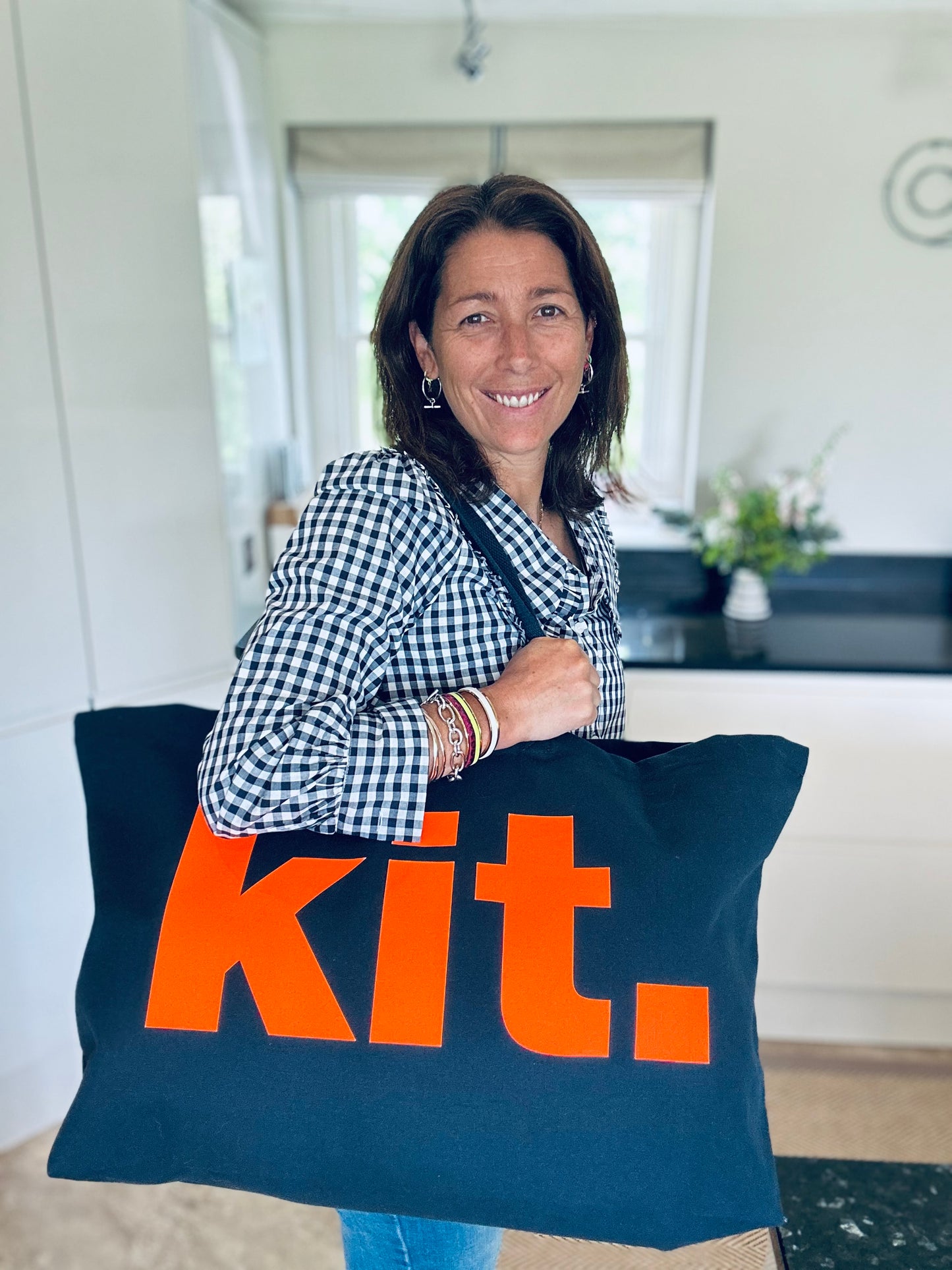 Large Navy Blue/Orange KIT Bags
