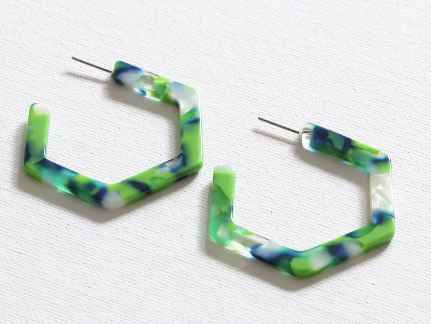 Spring Green Hexagon Resin Hoops