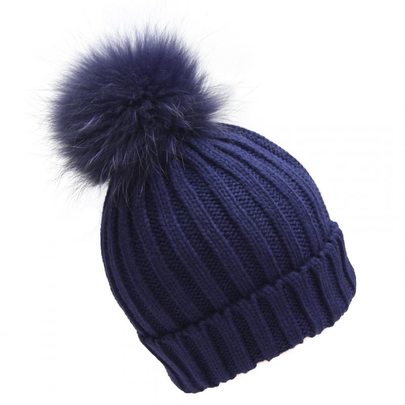 Navy hat with Navy Pom Pom