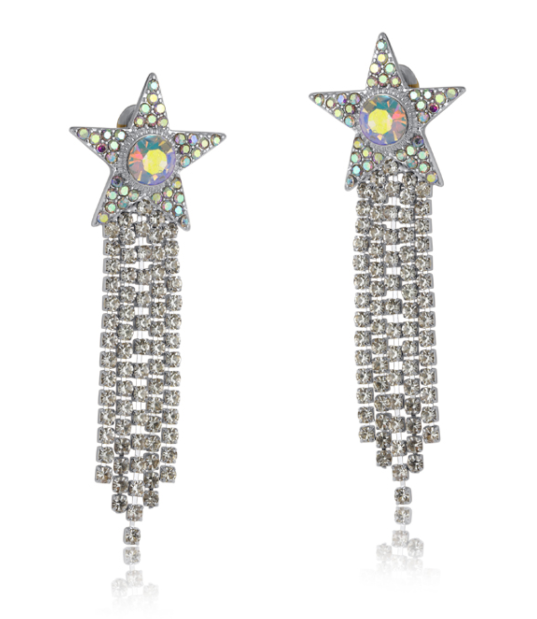 Very Sparkly Star Drop Evening Earrings