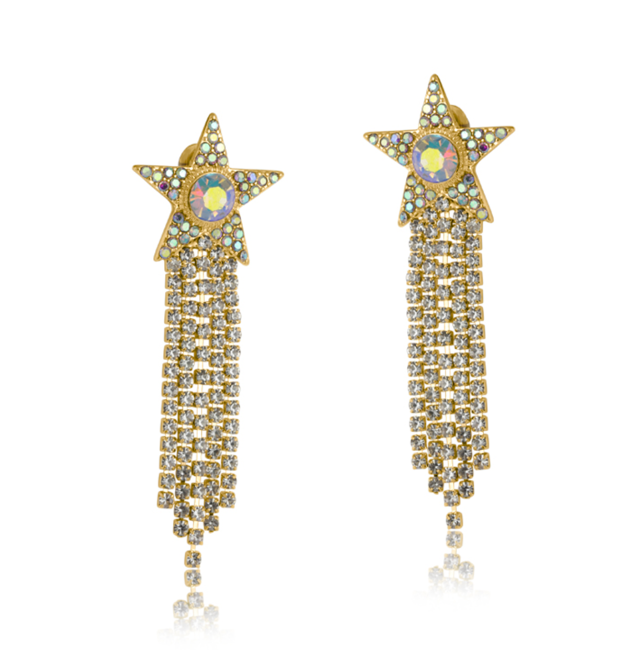 Very Sparkly Star Drop Evening Earrings