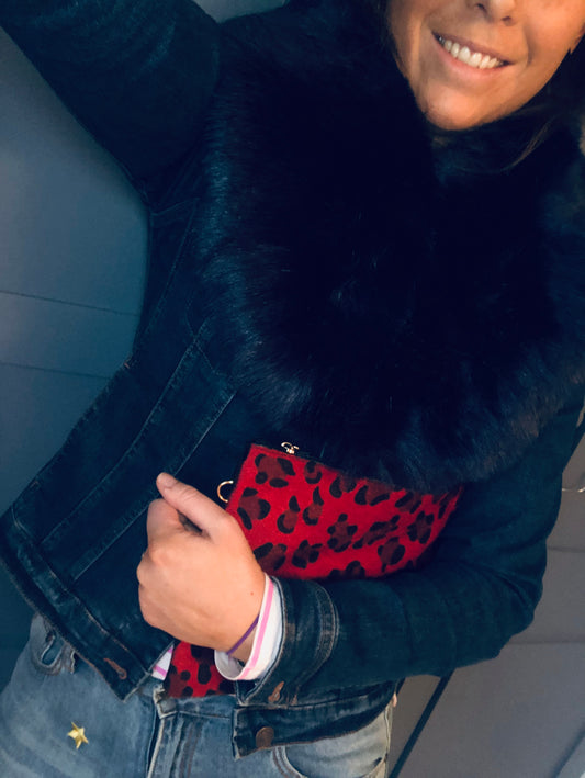 Navy Faux Fur Collar